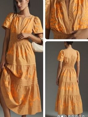 NWT 3x Anthropologie Embroidered Puff-Sleeve Somerset Maxi